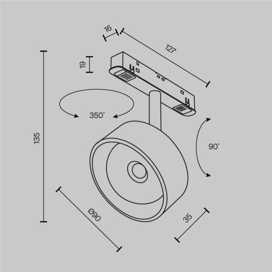 Siin Luminaire Lens EXILITY 2700-6500K 15W 70° Dim DALI 2, Must - Valgustus Luminance'ilt