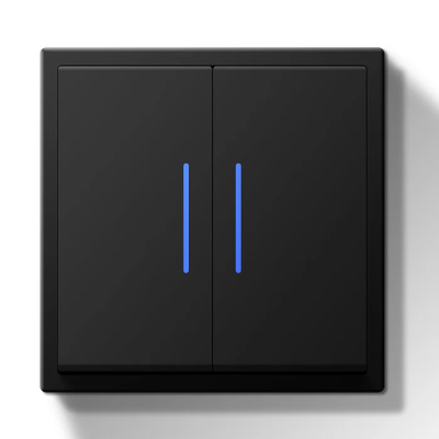 double Switch "LUUM" with LED indicator, Black - Lighting by Luminance