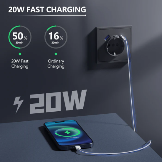 Socket "LUUM" with grounding, usb+type-c, black - Lighting by Luminance