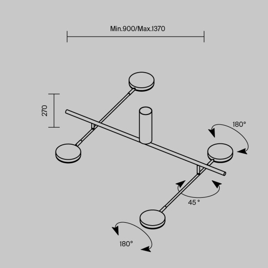 Laevalgusti Fad, must, W693 mm - Valgustus Luminance'ilt
