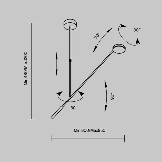 Laevalgusti Fad, must, W120 mm - Valgustus Luminance'ilt
