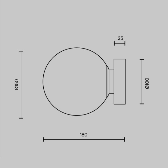 Seinavalgusti Basic form, must, D150xH150 mm - Valgustus Luminance'ilt