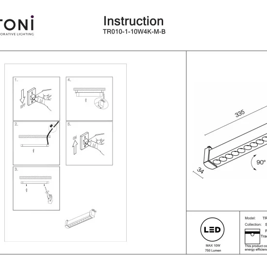 Siinivalgusti Points Rot Unity 4000K 10W 36°, Must - Valgustus Luminance'ilt