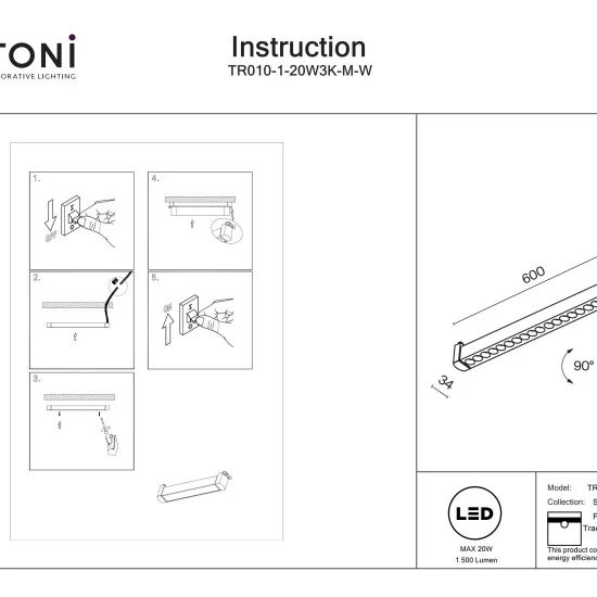Siinivalgusti Points Rot Unity 3000K 20W 36°, Valge - Valgustus Luminance'ilt