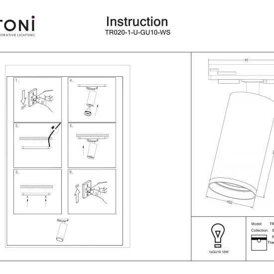 Siinivalgusti Focus S Unity GU10 1x10W, Valge - Valgustus Luminance'ilt