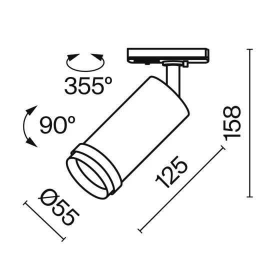 Siinivalgusti Focus Zoom Unity 4000K 12W 15°-50°, Must - Valgustus Luminance'ilt