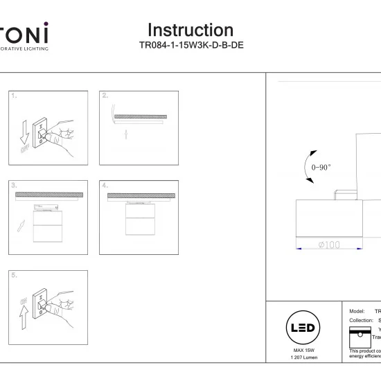 Siinivalgusti Yin 2700-4000K 1x15W 24˚, Must - Valgustus Luminance'ilt