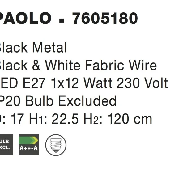 Rippvalgusti Paolo 7605180 - Valgustus Luminance'ilt