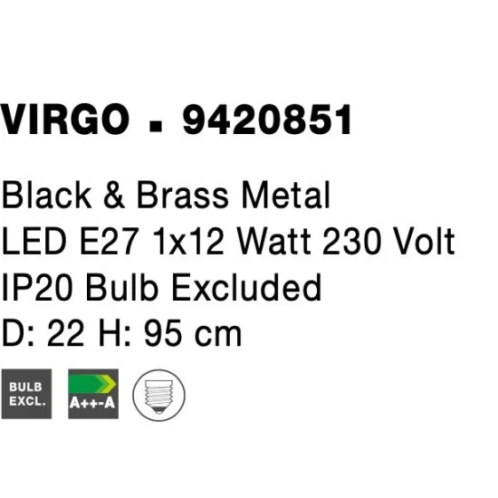 Rippvalgusti Virgo 9420851 - Valgustus Luminance'ilt