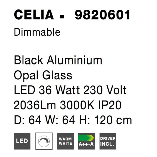 Rippvalgusti Celia 9820601 - Valgustus Luminance'ilt