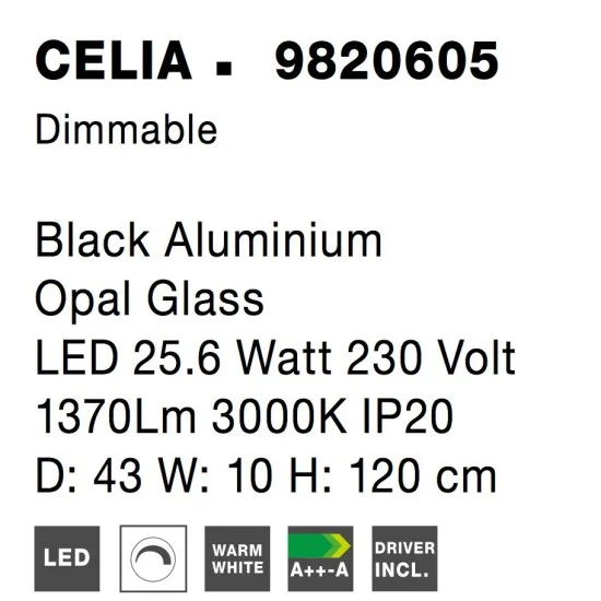 Rippvalgusti Celia 9820605 - Valgustus Luminance'ilt