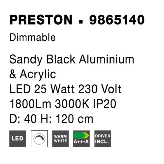 Rippvalgusti Preston 9865140 - Valgustus Luminance'ilt