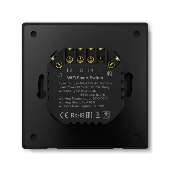 Quadruple Smart Switch, Black - Lighting by Luminance