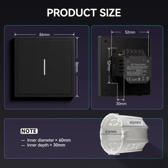 Smart Switch , Black - Lighting by Luminance