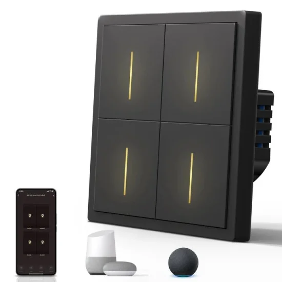 Quadruple Smart Switch, Black - Lighting by Luminance