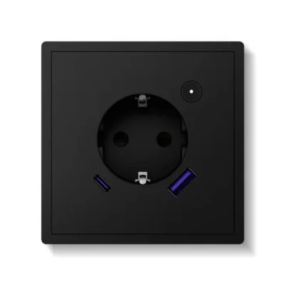 Smart Socket with USB & Type-C, Black - Lighting by Luminance