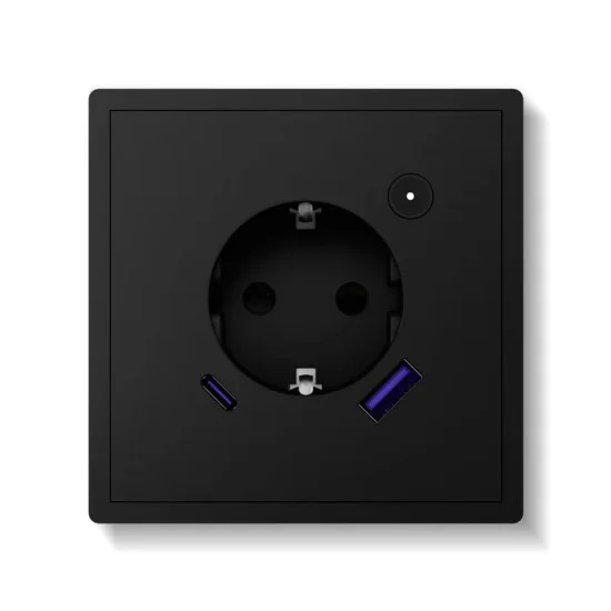 Smart Socket with USB & Type-C, Black - Lighting by Luminance