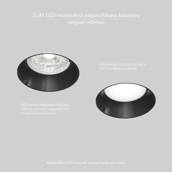 SPOT VIBI süvistatav ümmargune valgusti krohvimiseks (must) - Valgustus Luminance'ilt