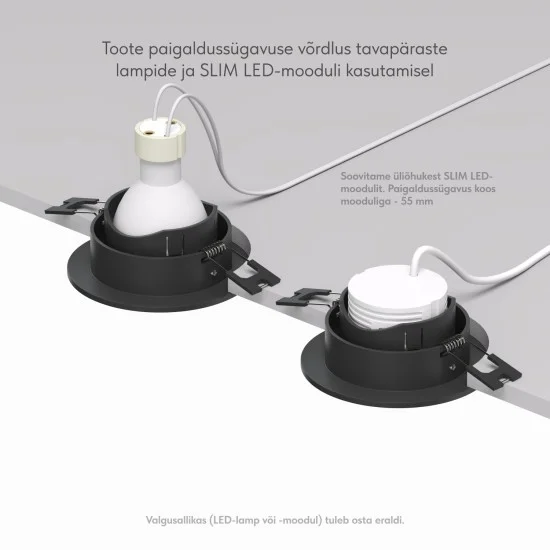 SPOT RODVIG süvistatav ümmargune valgusti (must) - Valgustus Luminance'ilt