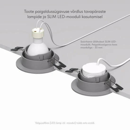 SPOT RODVIG süvistatav ümmargune valgusti (hall) - Valgustus Luminance'ilt