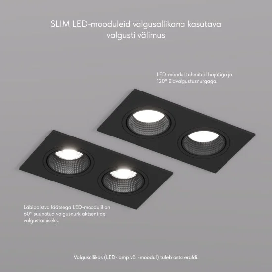 SPOT RODVIG süvistatav kahene ristkülikukujuline valgusti (must) - Valgustus Luminance'ilt