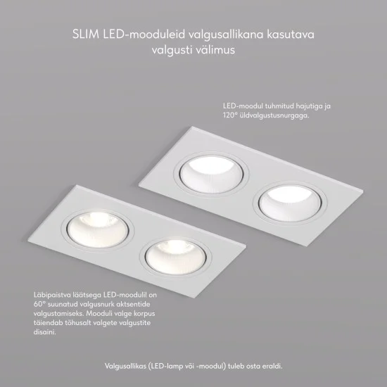 SPOT RODVIG süvistatav kahene ristkülikukujuline valgusti (valge) - Valgustus Luminance'ilt