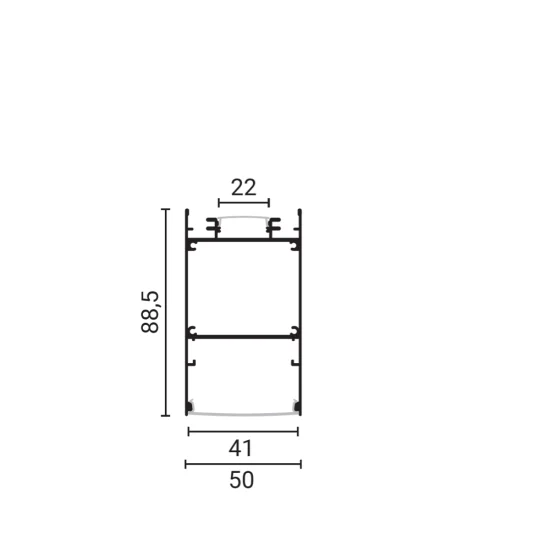 Alumiiniumprofiil LED-ribale must korpus/valge kate L=2M - Valgustus Luminance'ilt
