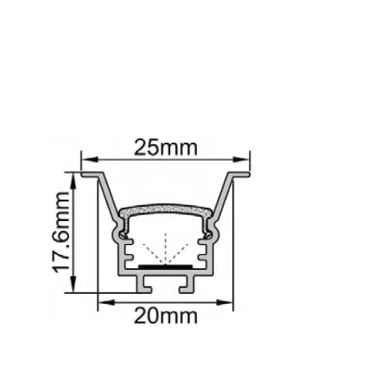 Alumiiniumprofiil LED-ribale SILVER korpus/valge kate L=2m - Valgustus Luminance'ilt