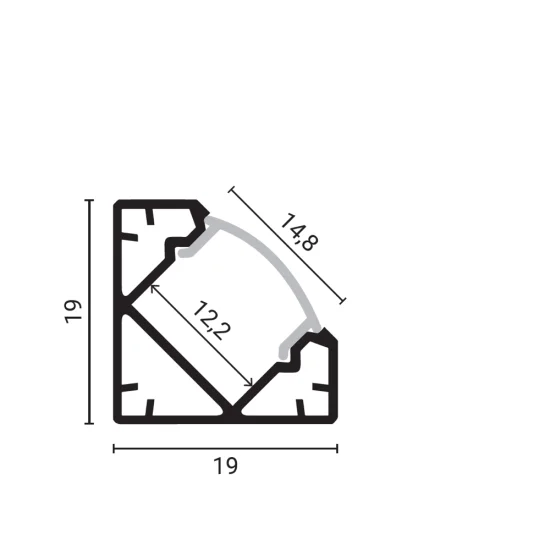 ALUMINIUM PROFILE FOR LED STRIP BLACK BODY/WHITE COVER L=2m - Lighting by Luminance