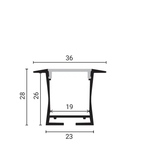 Алюминиевый профиль для LED-ленты SILVER корпус/белый рассеиватель L=2m 36x28mm - Освещение от Luminance