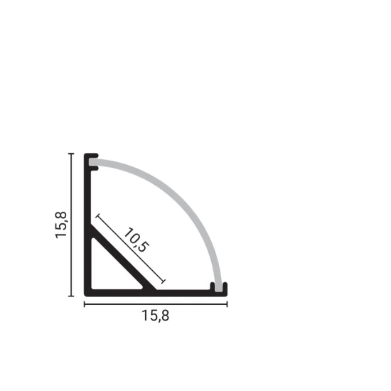 Угловой алюминиевый профиль для LED-ленты серый корпус/белый рассеиватель L=2m 16x16x10.5mm - Освещение от Luminance
