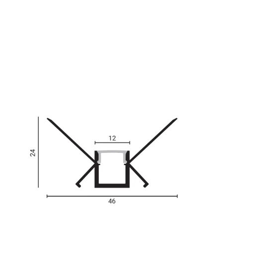 Alumiiniumprofiil LED-ribale hall korpus/valge kate L=2m 48x28mm - Valgustus Luminance'ilt