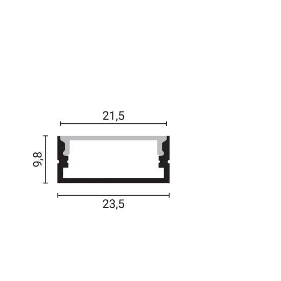Alumiiniumprofiil LED-ribale hall korpus/valge kate L=2m 23.5x10x21.5mm - Valgustus Luminance'ilt
