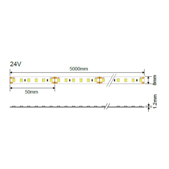 LED-riba 24V 2835 120 SMD/m 6000K - Valgustus Luminance'ilt