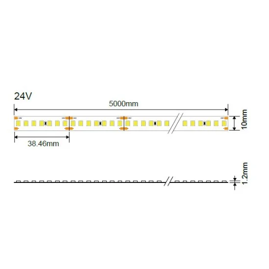 LED-riba 2835 24V 182LED/M 14W/M RA80 5M/rull 3000K - IP20 - Valgustus Luminance'ilt