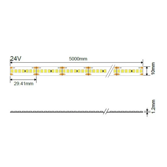 LED-riba 2835 24V 238LED/M 18W/M RA80 5M/rull 3000K - IP20 - Valgustus Luminance'ilt