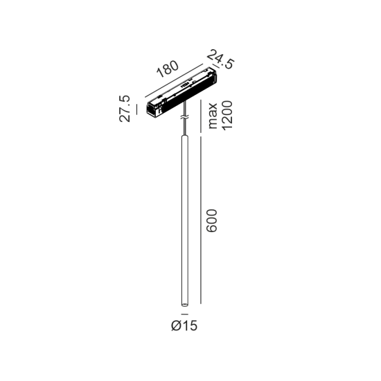 Ripplamp IN_LINE TUB XS P, Messing - Must, 3000K - Valgustus Luminance'ilt