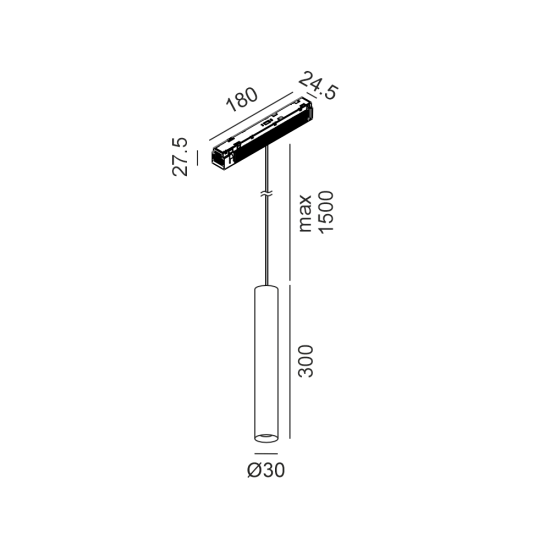 Ripplamp IN_LINE TUB S P 300, Messing - Must, 3000K - Valgustus Luminance'ilt
