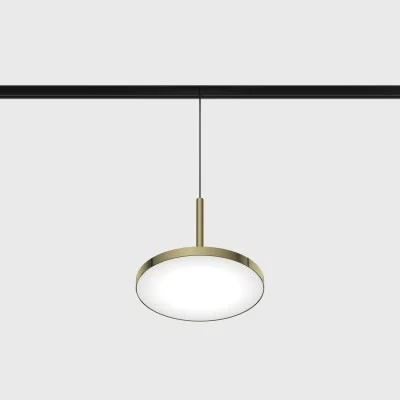 Suspended luminaire IN_LINE DISK, Brass - Black, 3000K - Lighting by Luminance