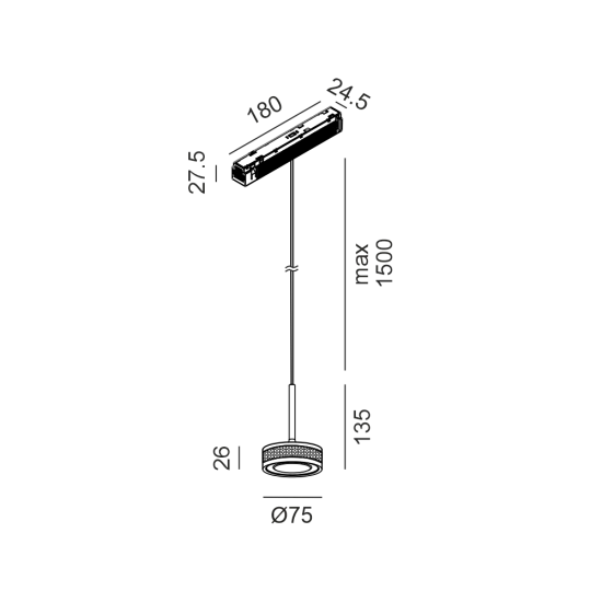 Ripplamp IN_LINE SOL MINI P, Must - Must, 3000K - Valgustus Luminance'ilt