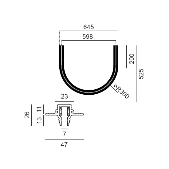 Süvistatav radiaalnurk MICRO_LINE RADIAL R U siinile 14.Rx00, Must - Valgustus Luminance'ilt