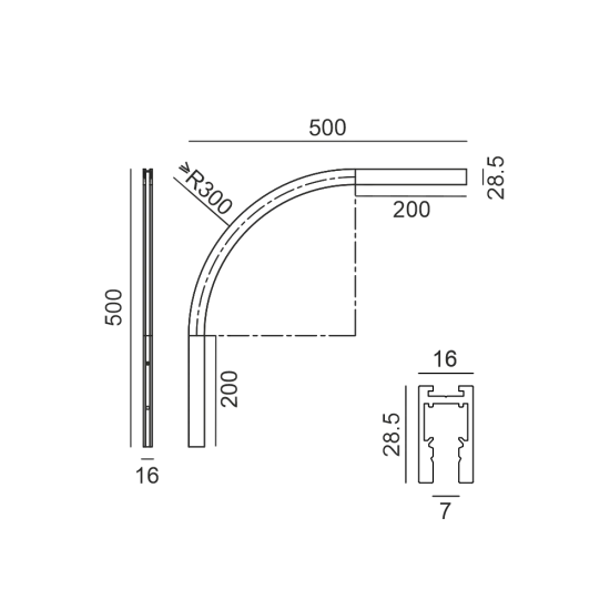 Pinnapealne radiaalnurk MICRO_LINE RADIAL S IN laest seinale, Must - Valgustus Luminance'ilt