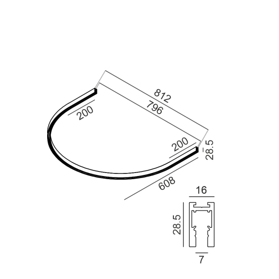 Pinnapealne radiaalnurk MICRO_LINE RADIAL S U siinile 14.Sx00, Must - Valgustus Luminance'ilt