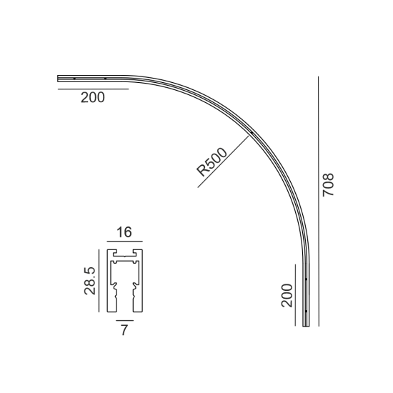 Pinnapealne radiaalnurk MICRO_LINE RADIAL S 90 siinile 14.Sx00, Must - Valgustus Luminance'ilt
