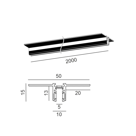 Süvistatav siin PICO_LINE TRACK R ilma otsakorgi ja toiteotsata, 2m, Must - Valgustus Luminance'ilt
