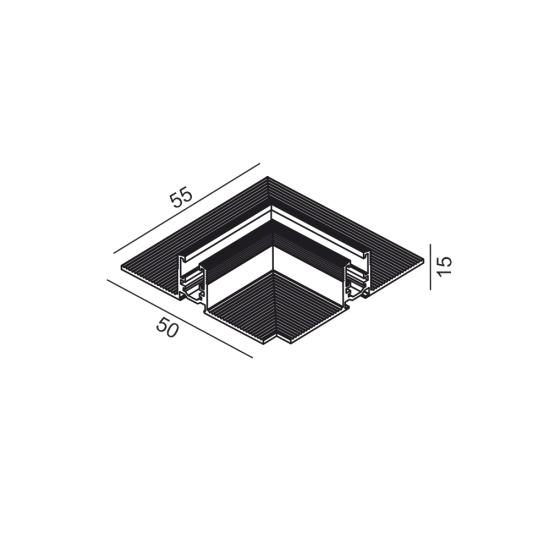 Süvistatav L-kujuline siiniühendus PICO_LINE CORNER R HR, Must - Valgustus Luminance'ilt