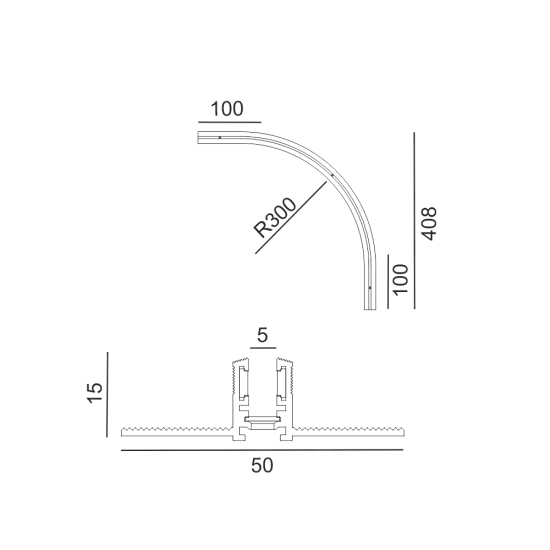 Süvistatav raadiusnurk PICO_LINE ARC R siinile 16.Rx00, Must - Valgustus Luminance'ilt