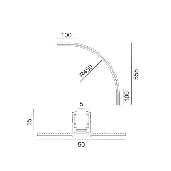 Süvistatav raadiusnurk PICO_LINE ARC R siinile 16.Rx00, Must - Valgustus Luminance'ilt