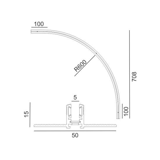 Süvistatav raadiusnurk PICO_LINE ARC R siinile 16.Rx00, Must - Valgustus Luminance'ilt