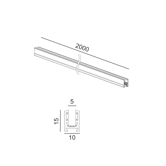 Pinnapealne siin PICO_LINE TRACK S ilma otsakorgi ja toiteotsata, 2m, Must - Valgustus Luminance'ilt
